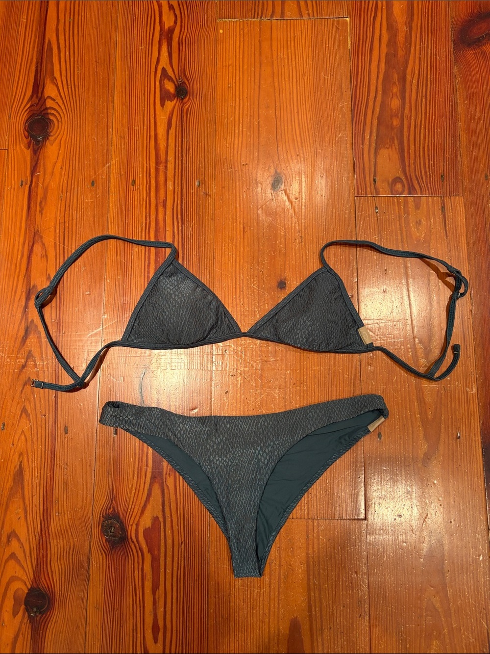 Teal Snake-skin pattern Triangle Bikini Set by Imsy in size S